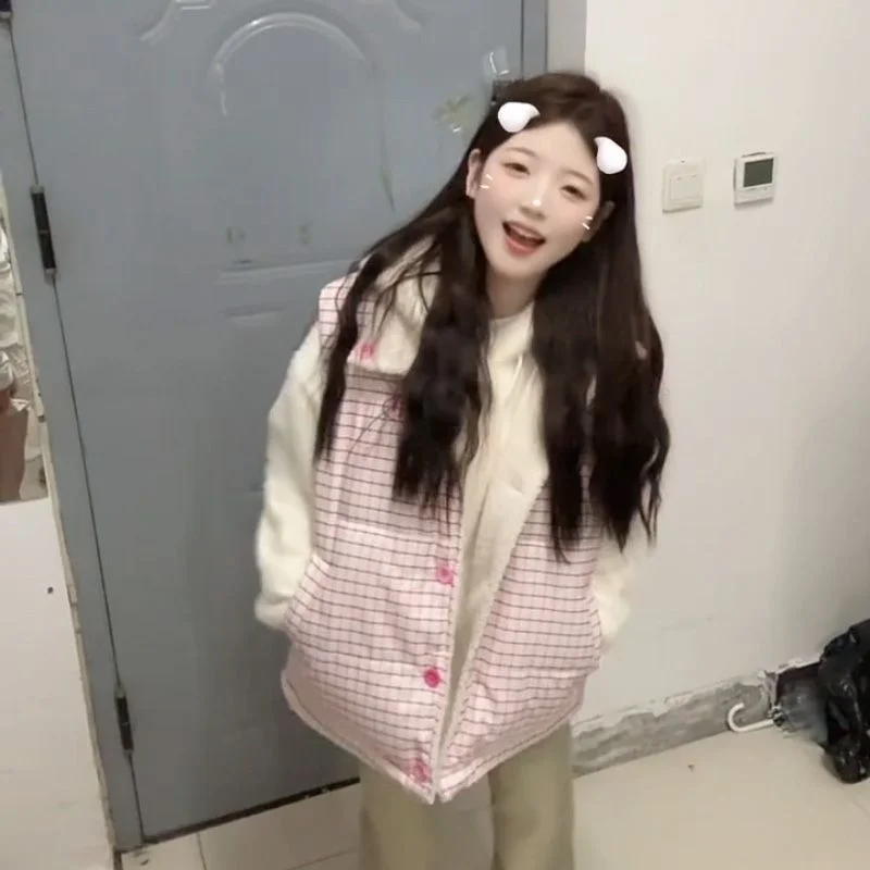 

Sweet College Sle Double-Sided Cotton Vest Women's Faionable Anti-Aging Design Ci Commute Casual Printed Warm Outerwear