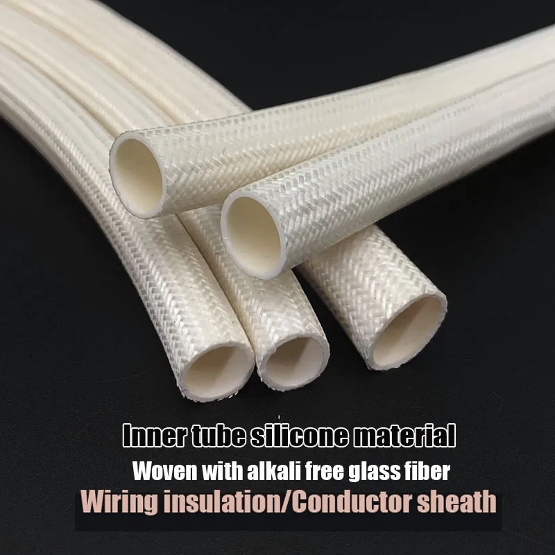 Alkali Free Glass Fiber Braided Sleeve Internal Silicone Material High Temperature Resistant Wiring Insulating Wire Sheath