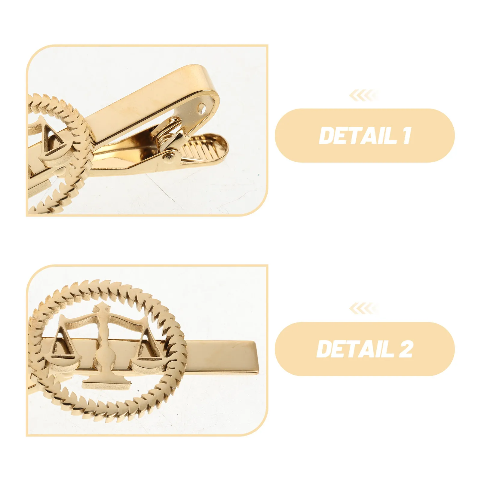 Libra Tie Clip for Men Stainless Steel Gold Plated Lawyer Tie Clip Justice Scale Design Formal Business Wedding Office Necktie