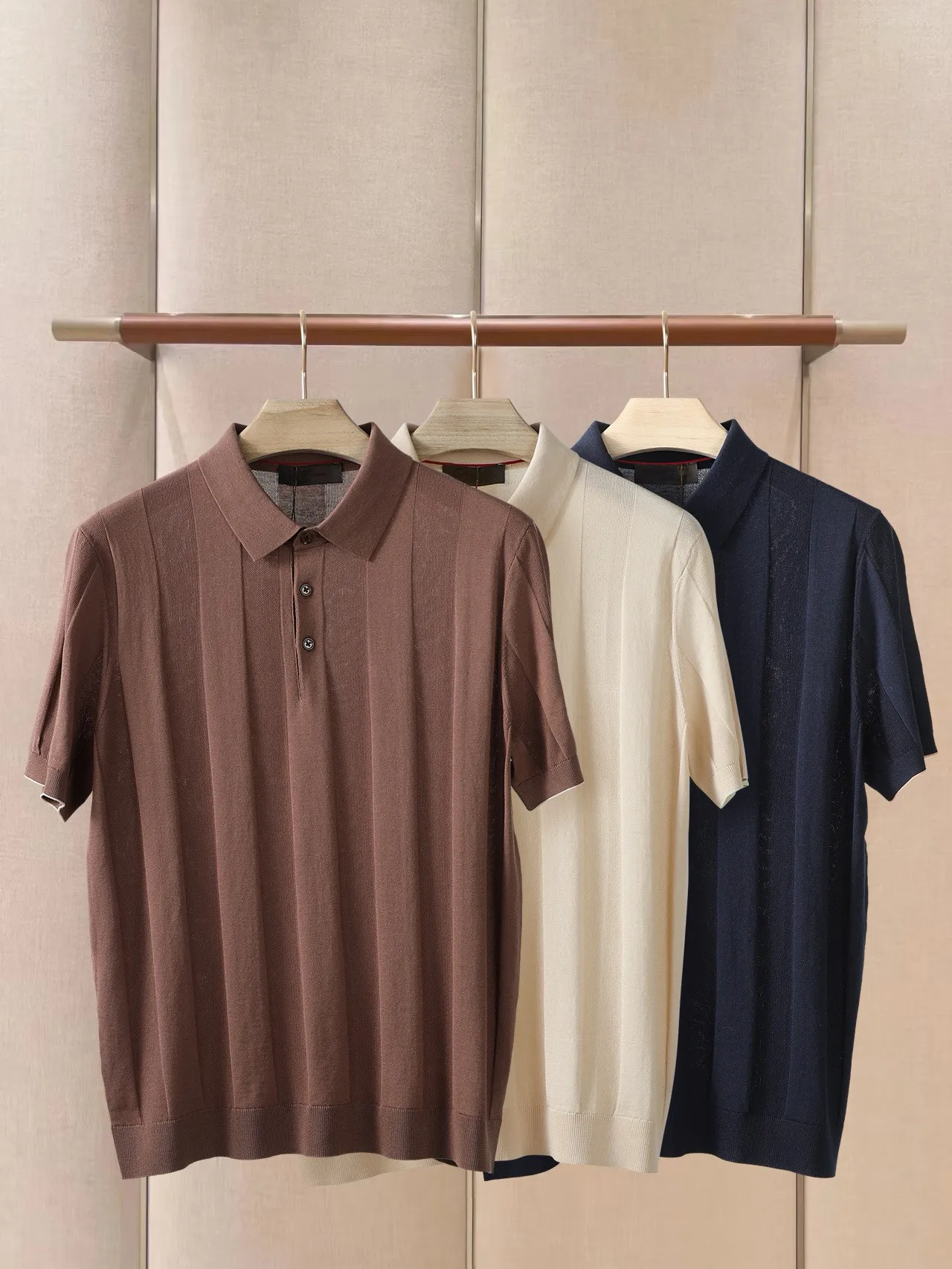 

Мужская повседневная футболка-поло из новой шерсти LP Old Money Wind для ранней весны, с коротким рукавом