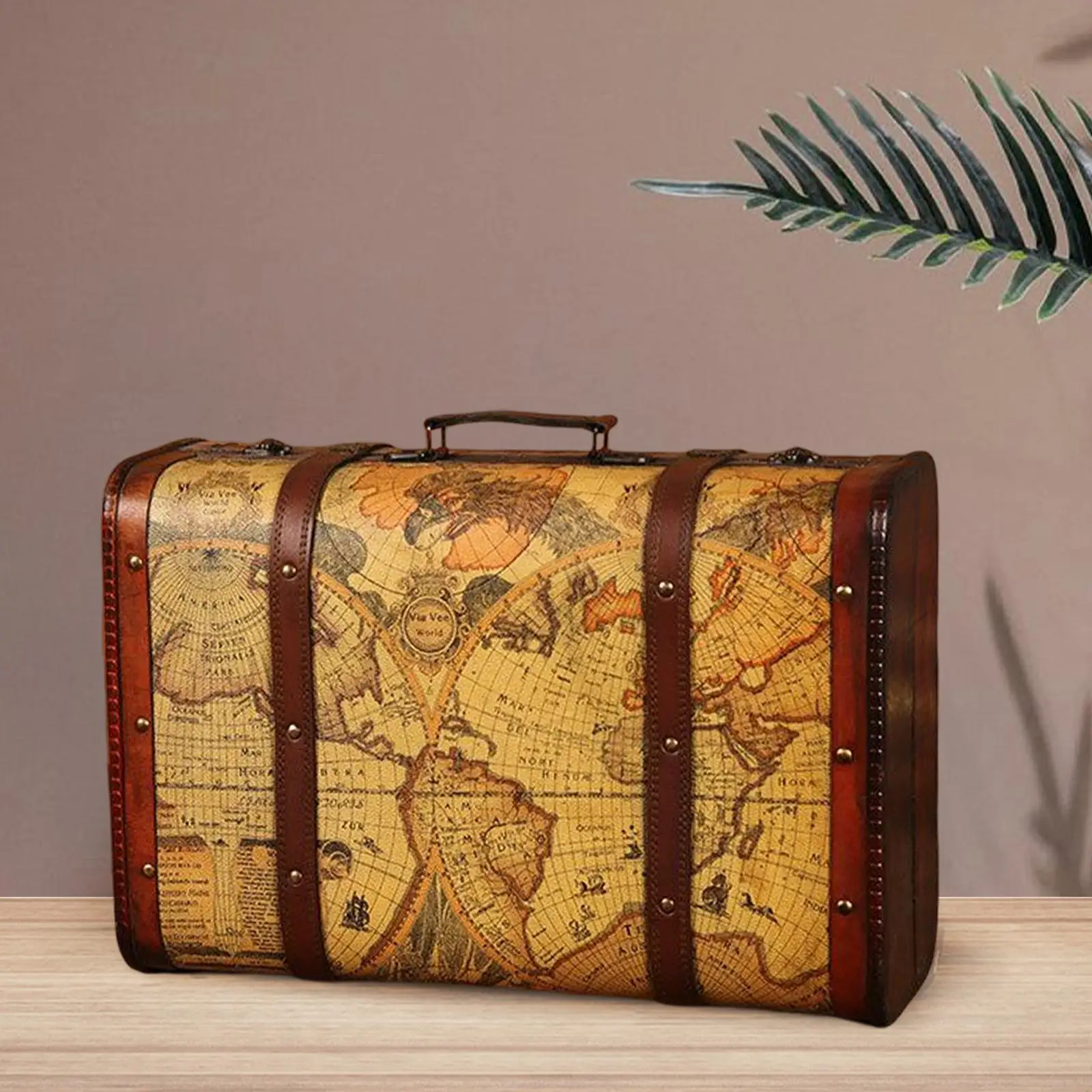 Vintage Suitcase with Handle Suitcases Photo Props Wooden Trunk Decorative Box Suitcase Wood Chest for Shop Window Shop Bedroom