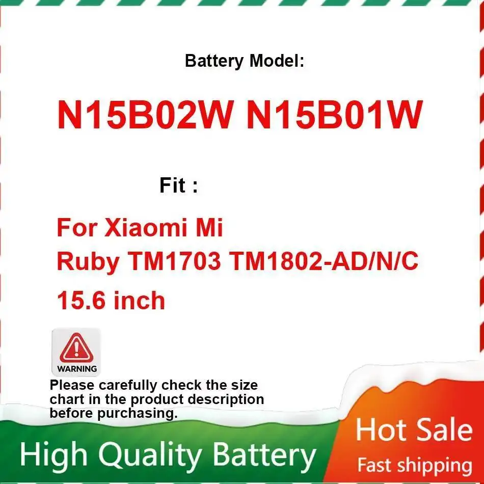 

N15B02W N15B01W для Xiaomi MI Ruby TM1703 TM1802-AD N C 15,6-дюймовый аккумулятор для ноутбука Надежная мощность 2600 мАч Быстрая доставка