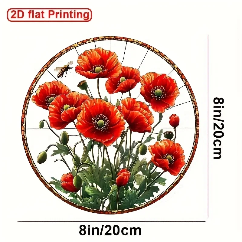 1pc Vibrant Red Floral Garden Sun Catcher - 8