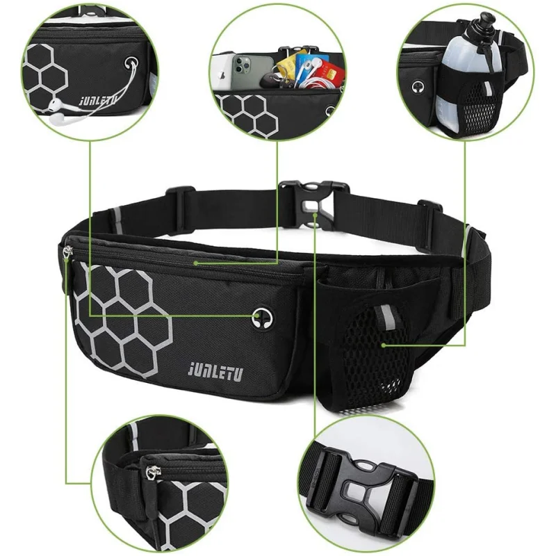 Running Waist Bag with Water Bottle Waterproof Waist Pack Fanny Pack Running Pouch Bum Bag Sport Belt for Cycling Jogging Hiking