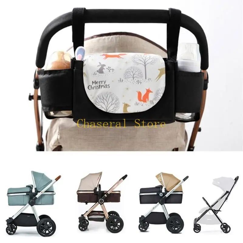 E7CE Polyester Detachable Bag Pockets for Diaper Storage Secure Straps Phone Keys Toy