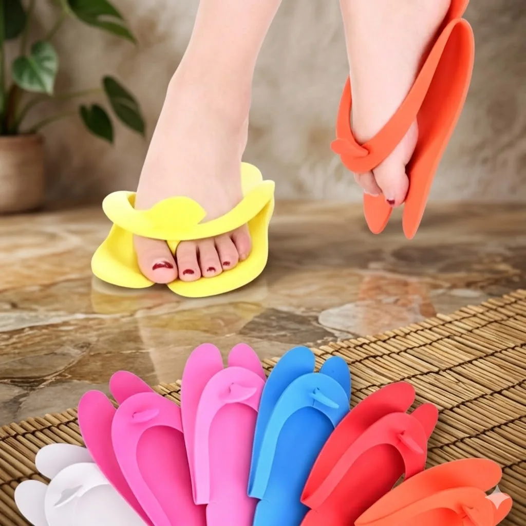 12 Pairs Random Color Disposable Foldable Foam Pedicure Slippers Flip Flops Sandals For Spa Nail Salon Beauty Foot Care
