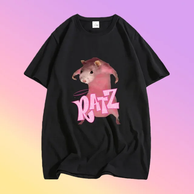 

Весенне-летняя новая хлопковая футболка с принтом мыши Ratz, повседневная футболка с короткими рукавами и круглым вырезом