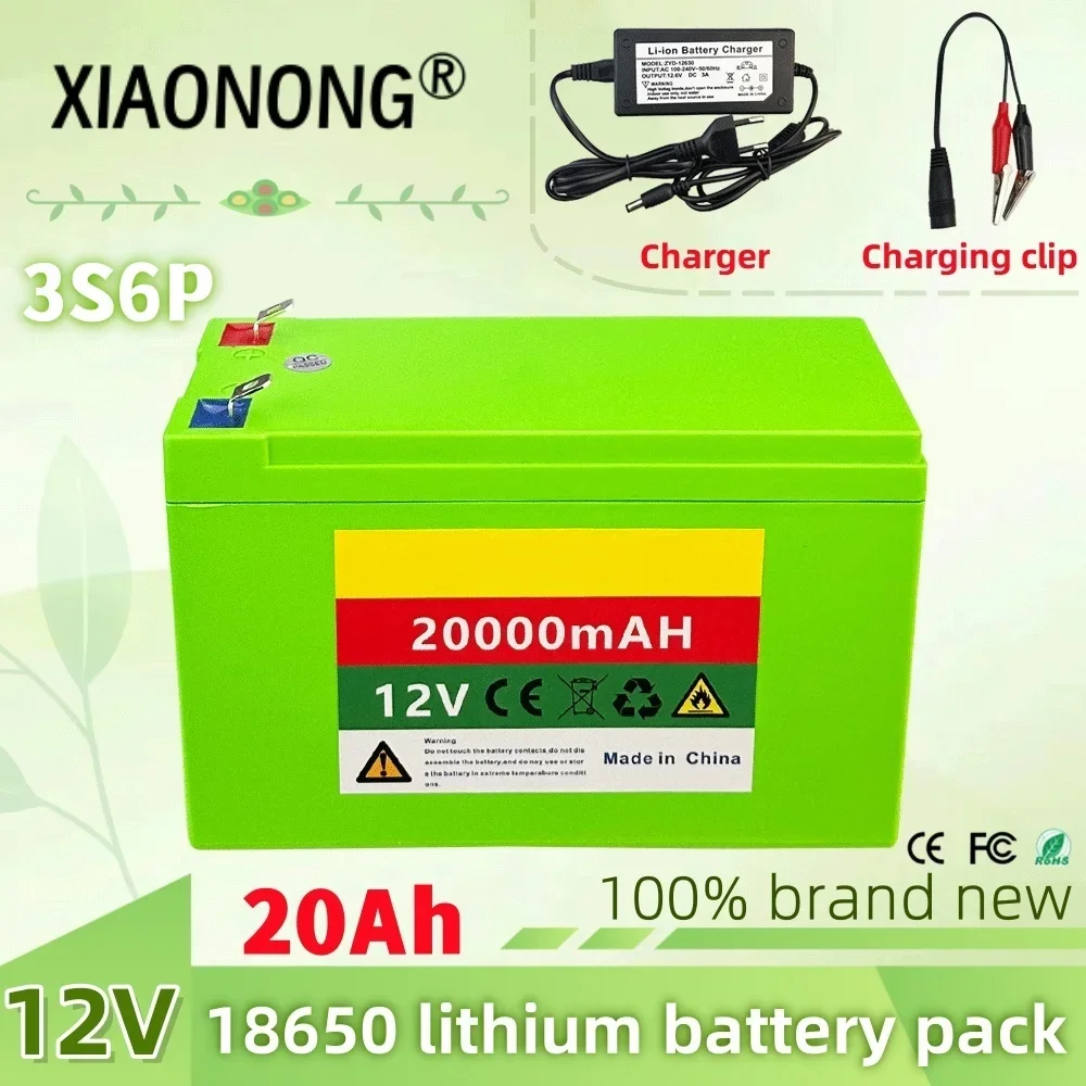 

3S6P 12V 20000mAh Volt Built-in High Current 20A BMS 18650 Lithium Battery Pack for electric vehicle battery,with Charger