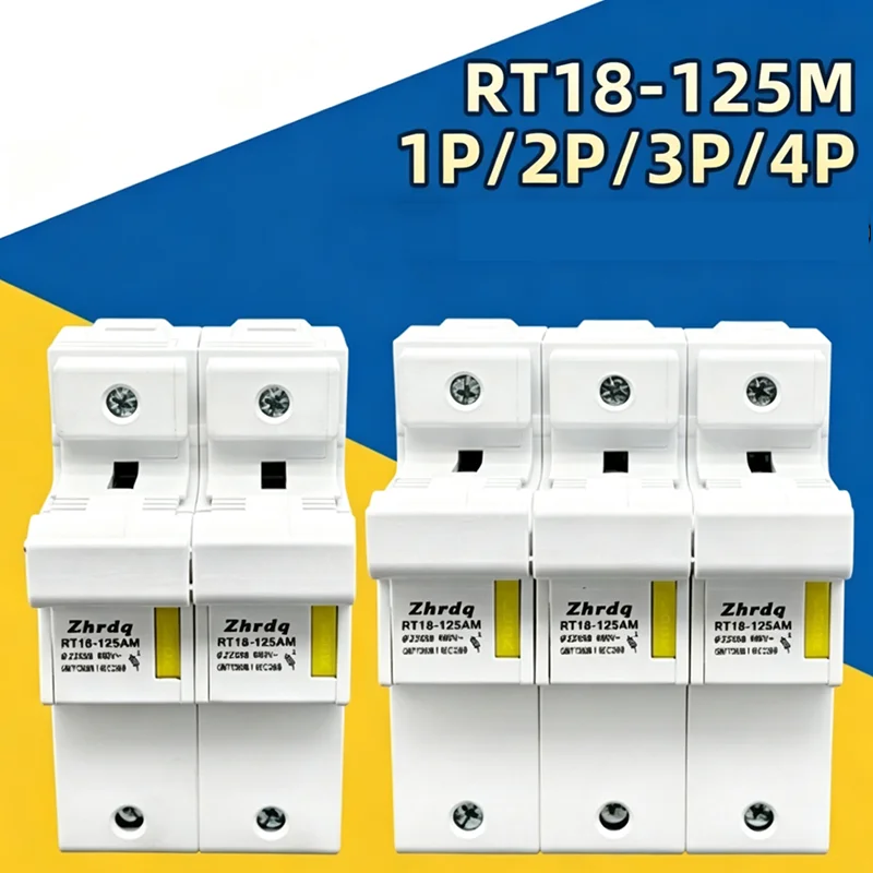 1P Fuse Base RT18-125 RT18-125AM 1P 22*58 R017 32A 40A 50A 63A 80A 100A 125A Cylinder Fuse Link Metal & Plastic Low Voltage Fus