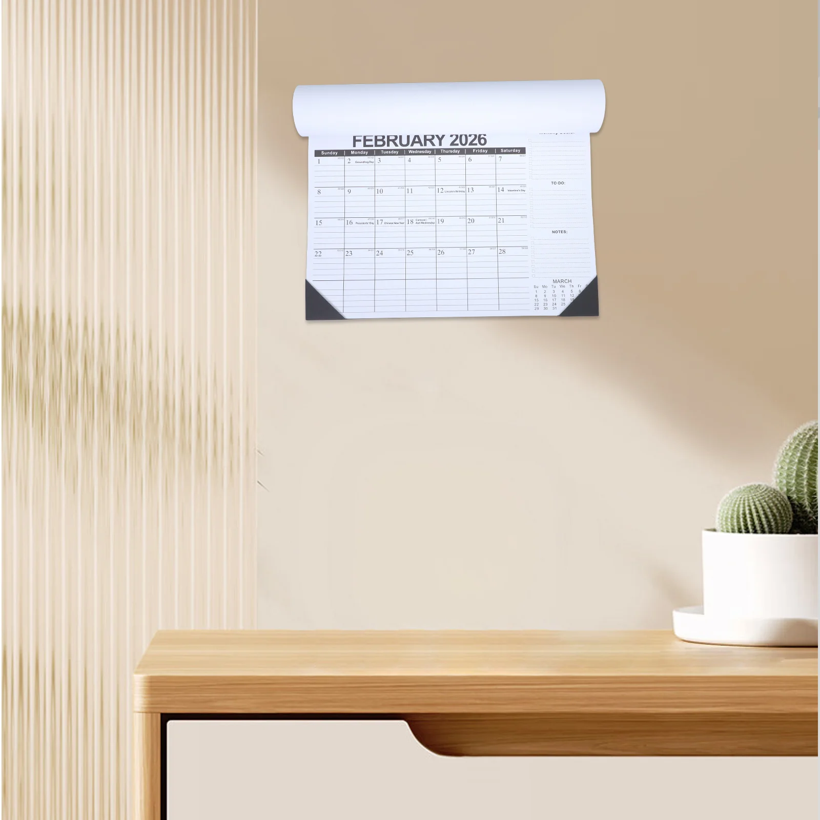 2025-2026 تقويم حائط لمدة 18 شهرًا ورق سميك سهل القراءة للمنزل والمكتب والمدرسة والجدول الزخرفية للمخطط الشهري