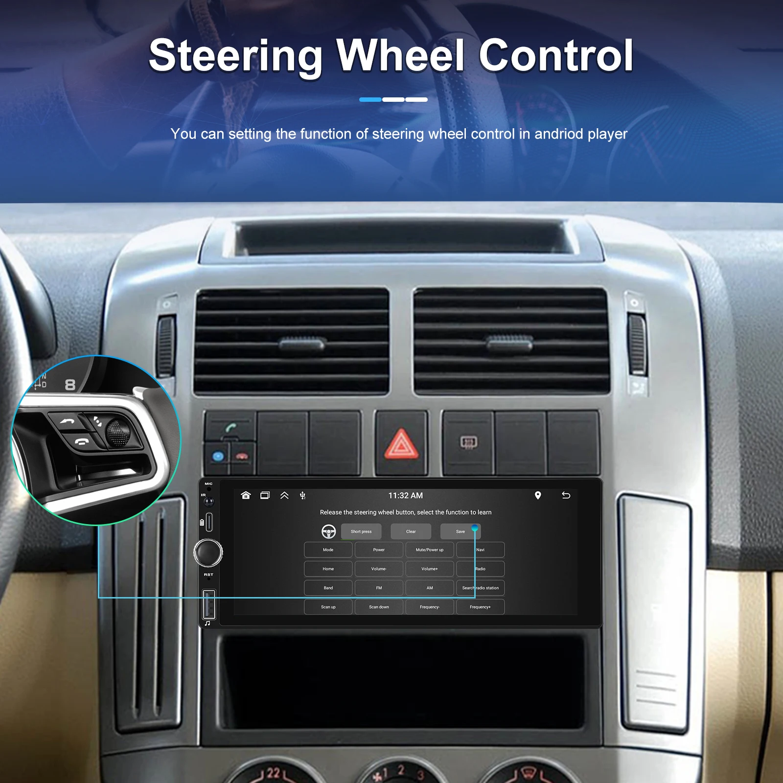 Podofo أندرويد 6.86 ''1Din راديو السيارة ستيريو Carplay أندرويد السيارات IPS شاشة الوسائط المتعددة مشغل فيديو BT USB RDS AUX مرآة الارتباط #5