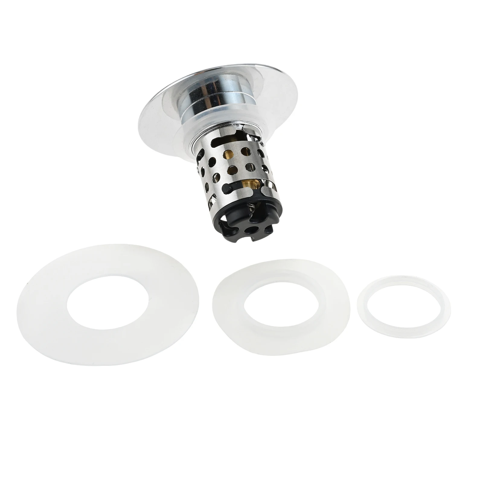 1Pc 3 in 1 Bathroom Sink Plug With 4 Adjustable Rubber Gasket Fit For Holes inner 28-38mm Diameters Sink Drain Strainer