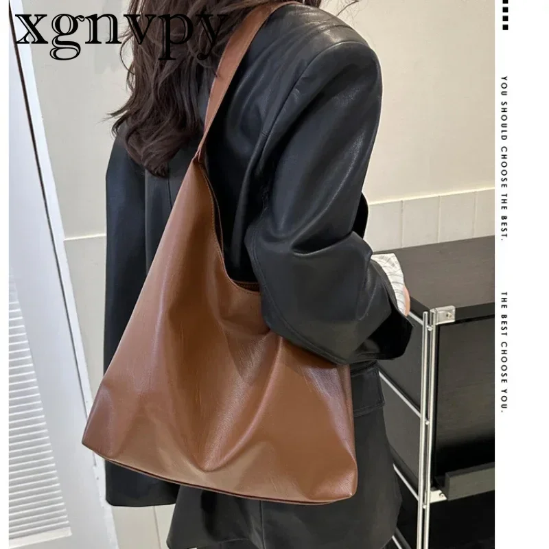 xgnvpy Niche Bag Women\'s New Simple All-in-one Handbag Single Shoulder Large Capacity Underarm Bag Commuter Bucket Tote Bag