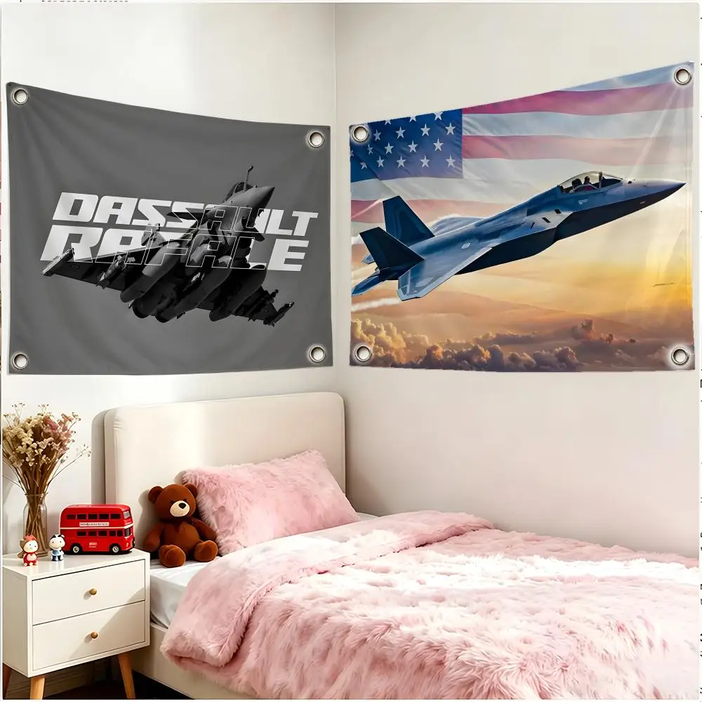 Aircraft Military Fighter Aircraft Flags Four Ring Borderless Art Decor Indoor Outdoor Use Simple Hang And Install