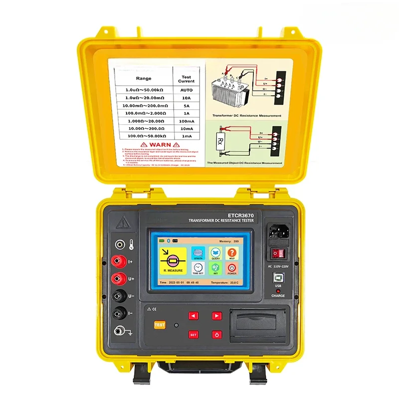 ETCR3660 ETCR3670 DC Resistance Tester Current 10A 20A 50kΩ Precision Transformer Four Wire Milliohmmeter Micro Ohm Meter