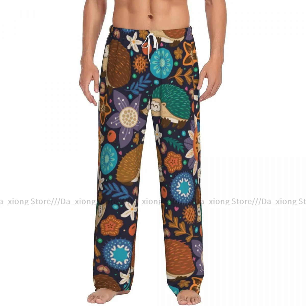 Men's Sleepwear Loose Sleep Pants Pajamas Cute Cartoon Hedgehog In The Fantasy Forest Long Lounge Bottoms Casual Homewear