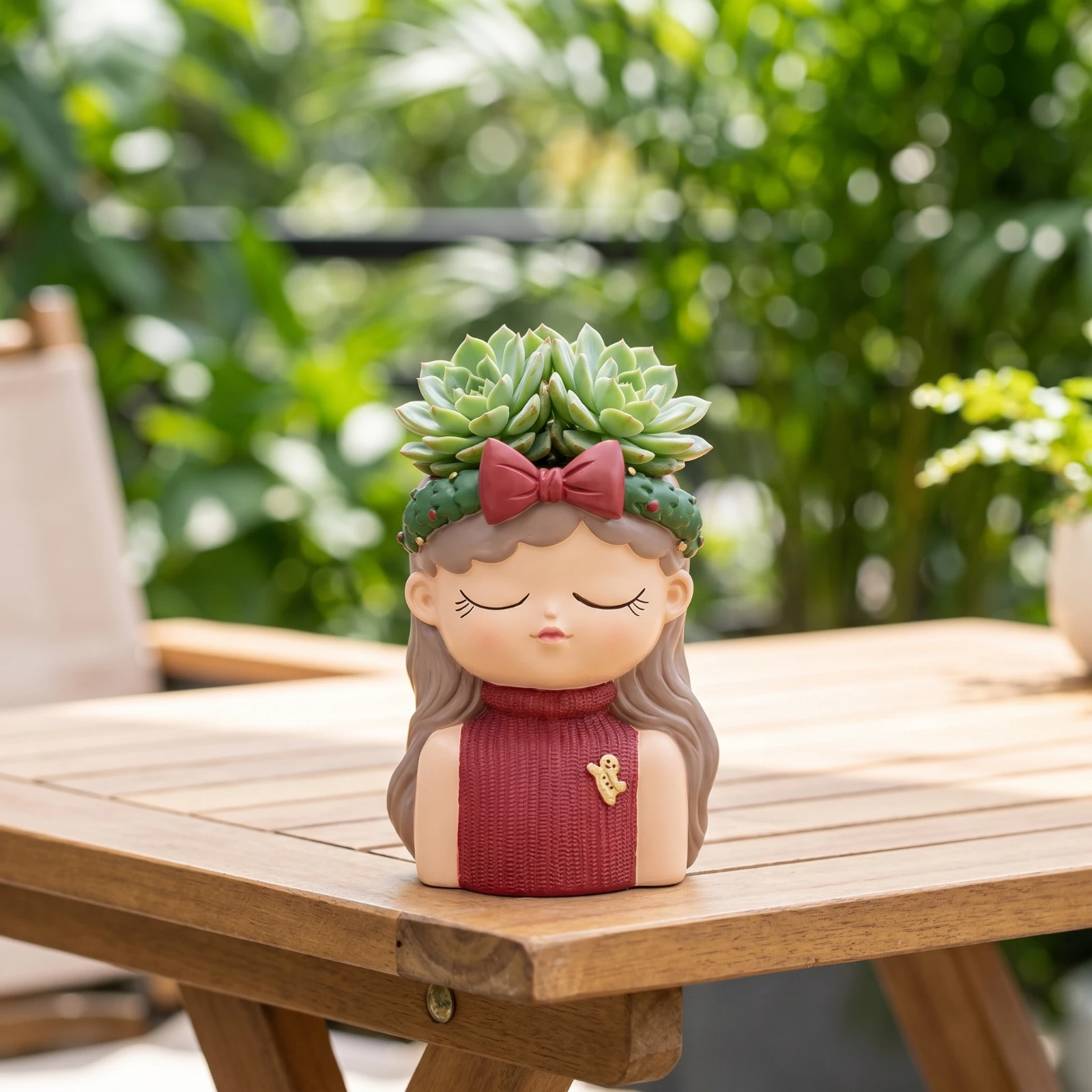 Girl Bust Planter Home Decor Girl Face Planter Face Flower Pot Resin Flowerpot Decorative for Gardeners, Tabletop, Windowsill