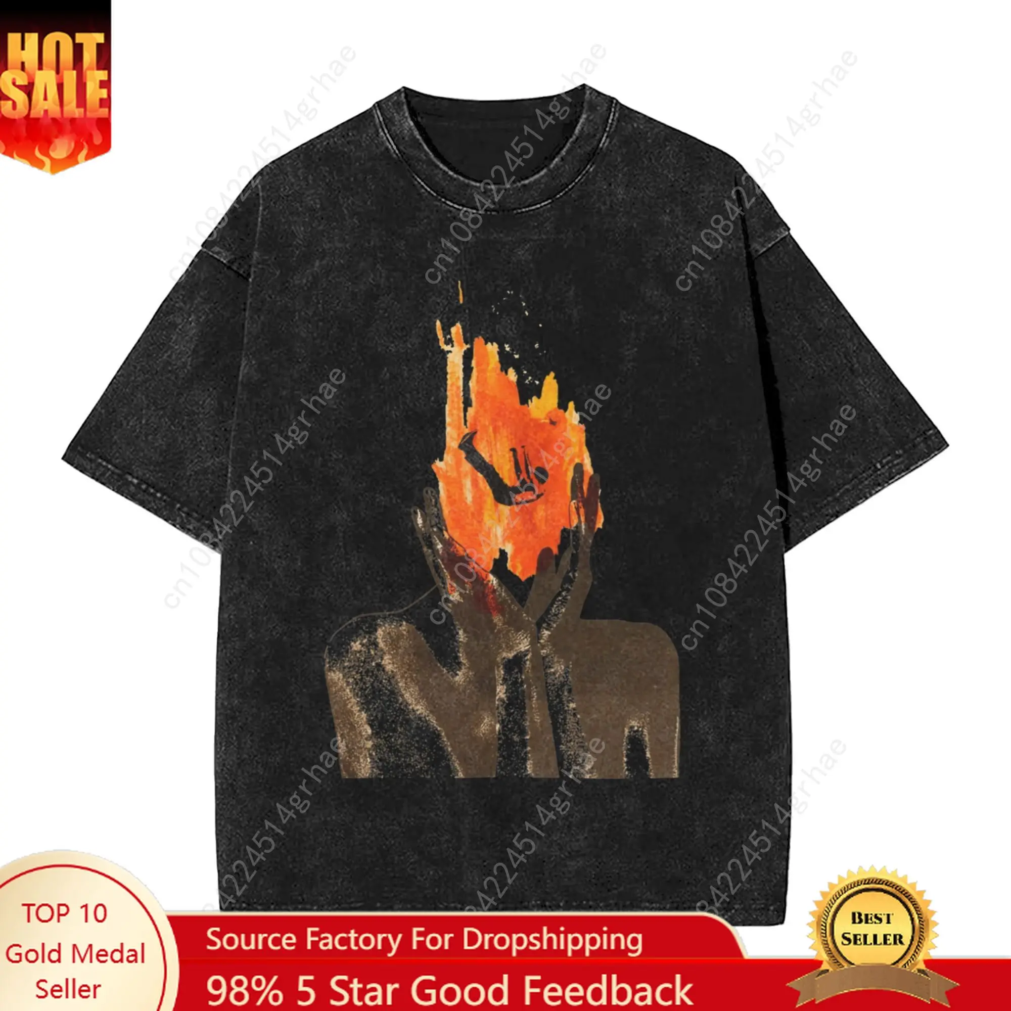 ロックミュージックファッションコレクション ウォッシュドプリント 新メンズTシャツ スタイリッシュメンズグラフィックTシャツ