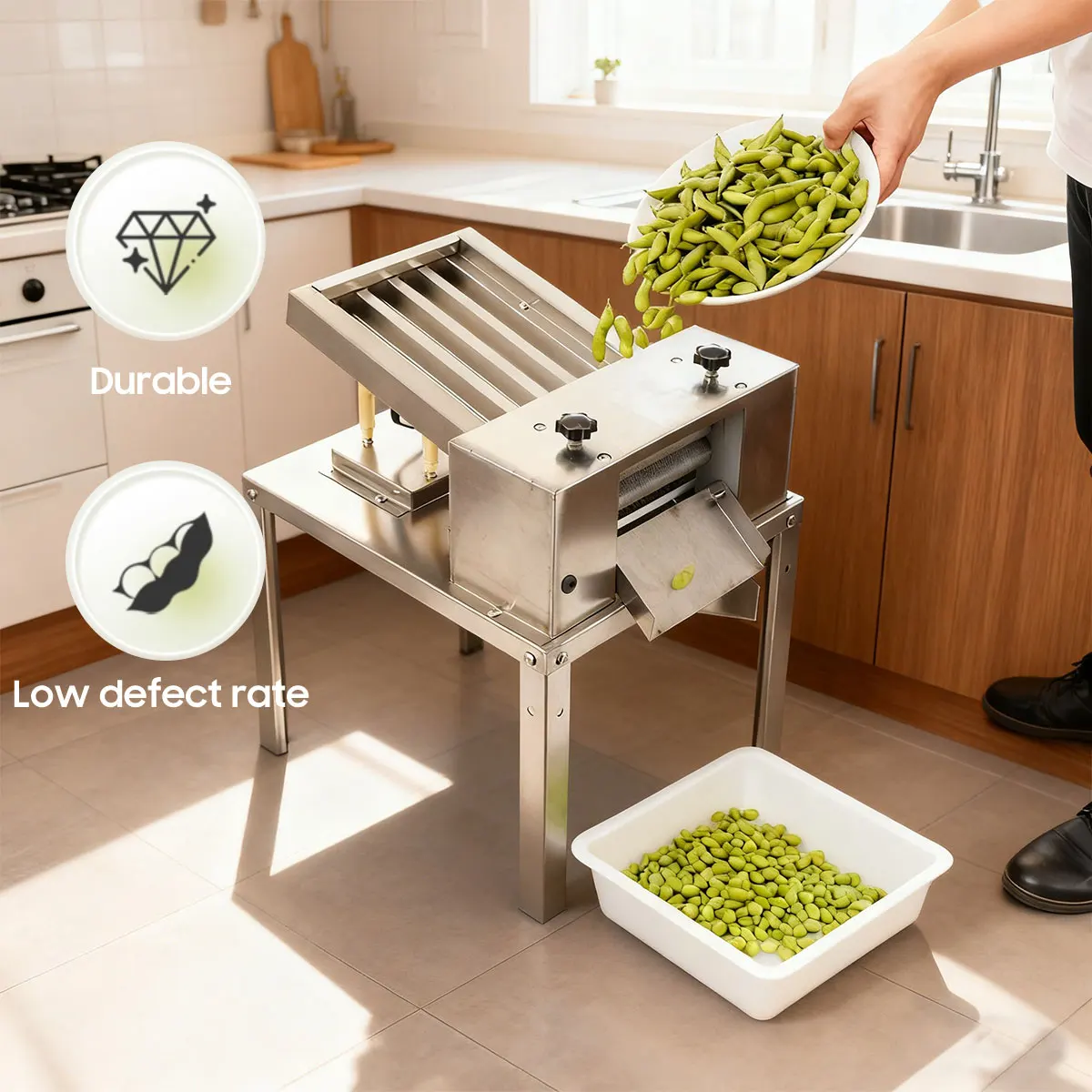 

Bean Sheller Semi-Automatic Edamame Peeler Green Soy Bean Peeling Machine Edamame Shell Removing Machine Pea Sheller