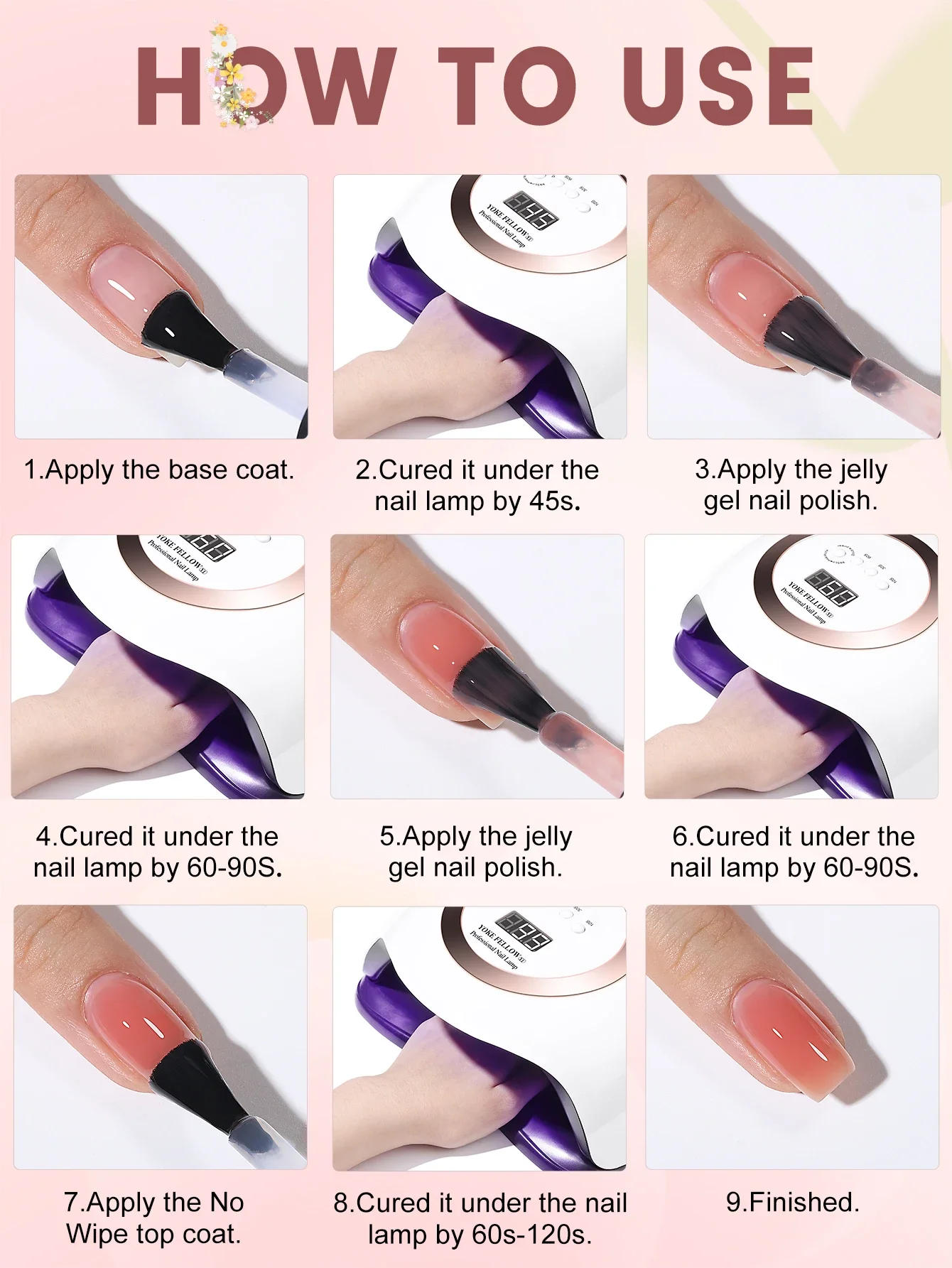 YOKEFELLOW Jelly Gel Nail Polish Set Nude Gel Polish Kit Milky Nude Sheer Pink Soak Off UV Translucent Nail Polish Gel 6PCS 10ml