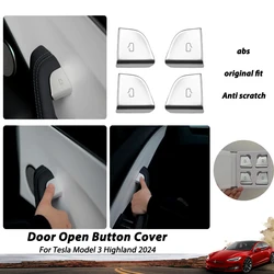 4pcs Car Door Opening Button Cover For Tesla Model 3 Highland Abs Silver Door Open Switch Trim Sticker 2024 Interior Accessories