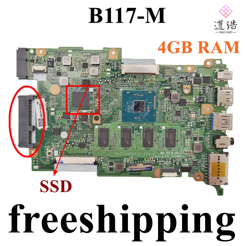 

DA0ZHXMB6C0 For Acer B117-M Laptop Motherboard NBVCH1100W With CPU 4G-RAM SSD Mainboard 100% Tested Fully Work