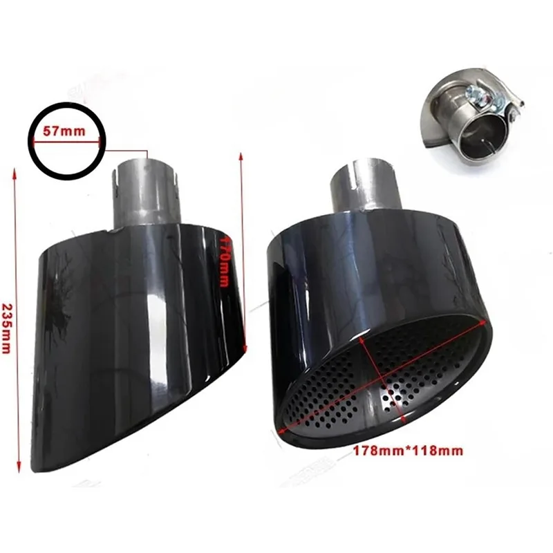 Titanium black bright silver stainless steel tail throat exhaust pipe
