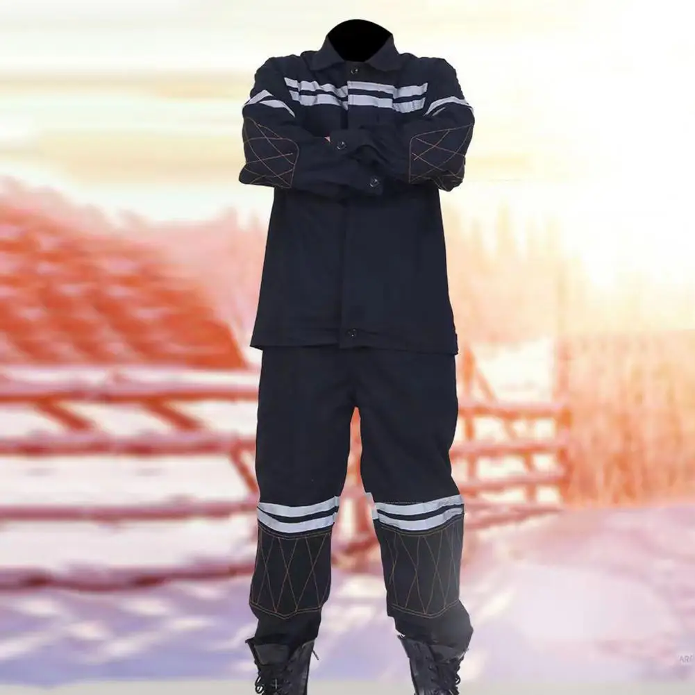 Lightweight Work Clothes High Visibility Workwear Set with Reflective Strip Stain-resistant Pants Zipper for Miner for Safety