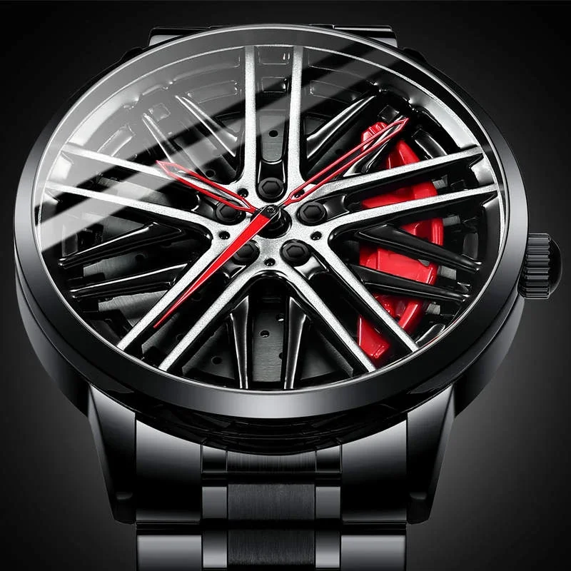 

2024 Top Brand Sport Car Wheel Rim Hub Watches For GTR Men Super Watch Stainless Steel Waterproof WristWatch Male Reloj Hombre