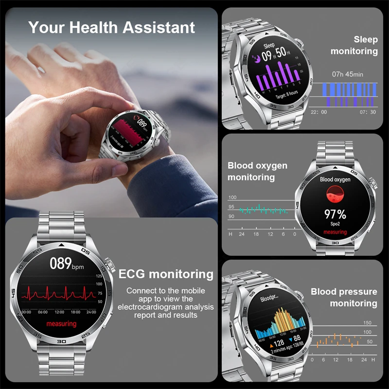 LIGE Smart Watch For Huawei Xiaomi Bluetooth Earphones Smartwatch ECG Heart Rate Monitor Men Watch Bluetooth Call Sports Fitness