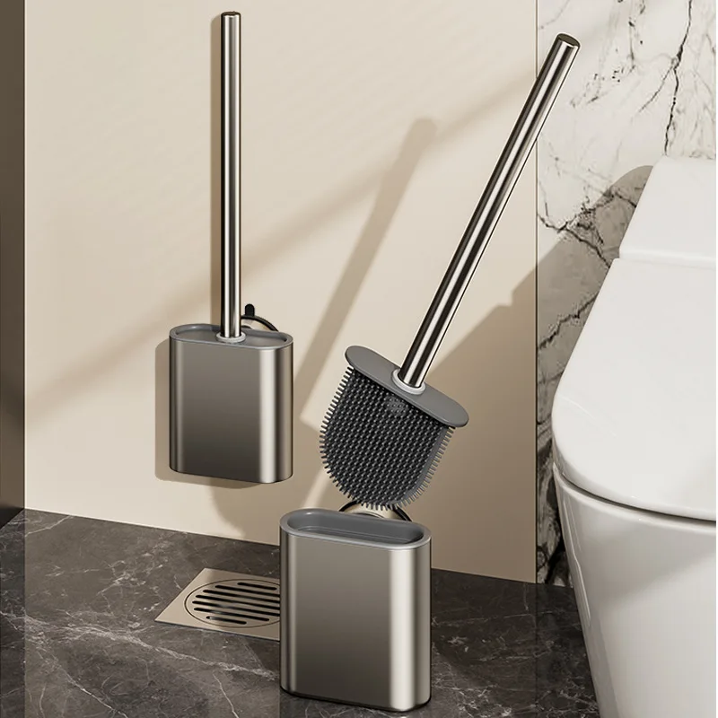 

Suction Cup Toilet Brush No Dead Ends Household Toilet Washing Silicone Brush Wall-mounted Toilet Cleaning Set