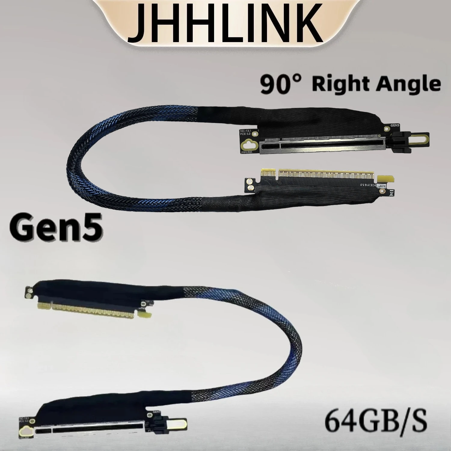 PCI E 5.0 X16 GEN5 Graphics Card Riser Cable GPU Extension Thin Bending PCI-E 5 High Speed Server 90 Degree For RTX5090 AMD A100