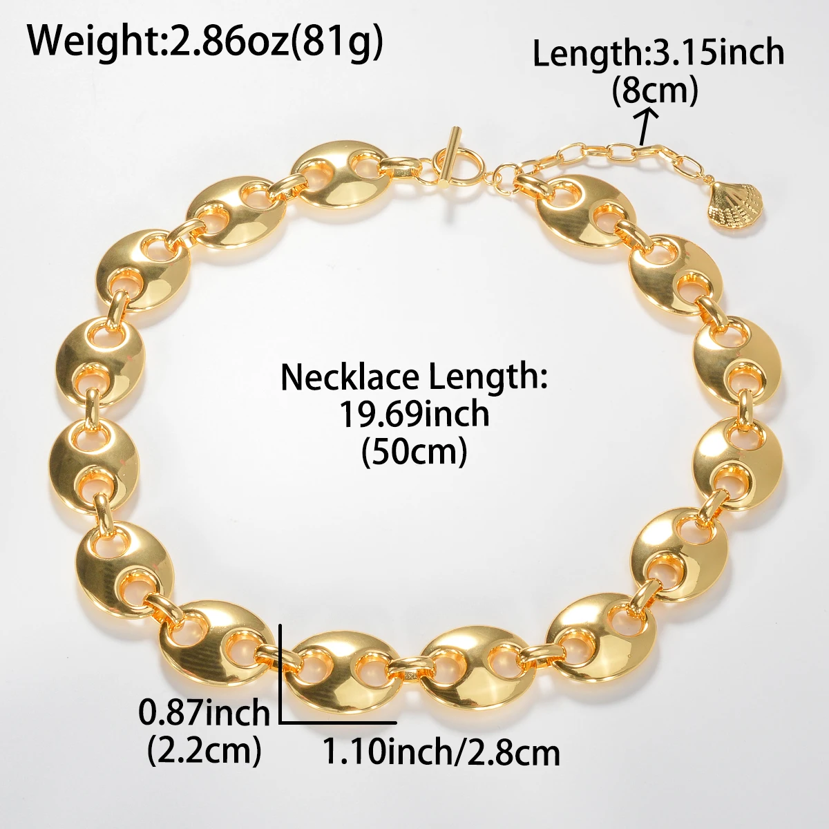 Stainless Steel Men\'s Women\'s Necklaces Light Luxury Exaggerated Geometry Golden Pig Nose Chain Hip-Hop Daily Party Wear Gifts