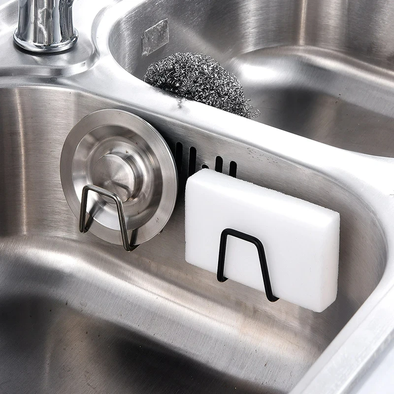 1pc Stainless Steel Sink Sponge Rack For Sponge Steel Wire Ball Draining Paste The Inner Wall Of The Sink Kitchen Supplies