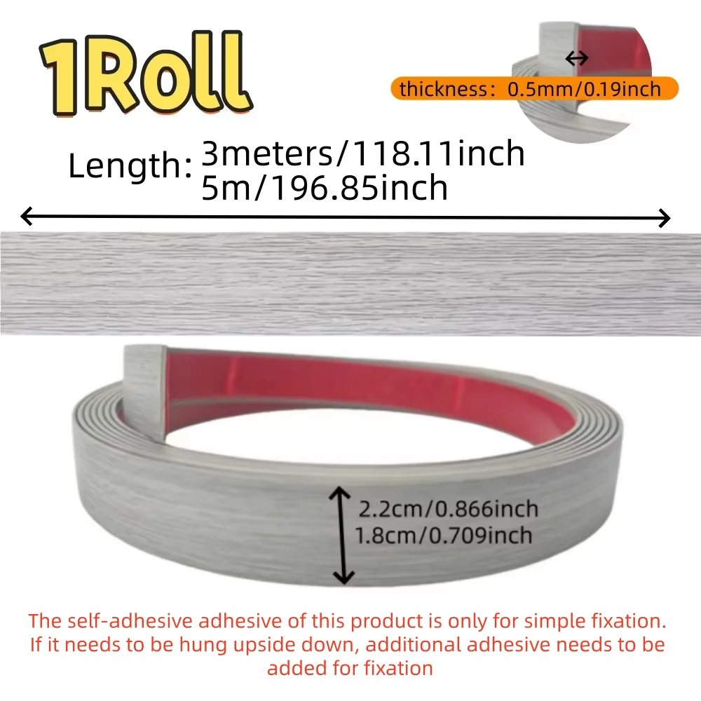 1Roll 3meter/5m Furniture Edge Banding,self-adhesive Repair Strip,PVC Decorative Sticker,plywood Thickened Repair Strip