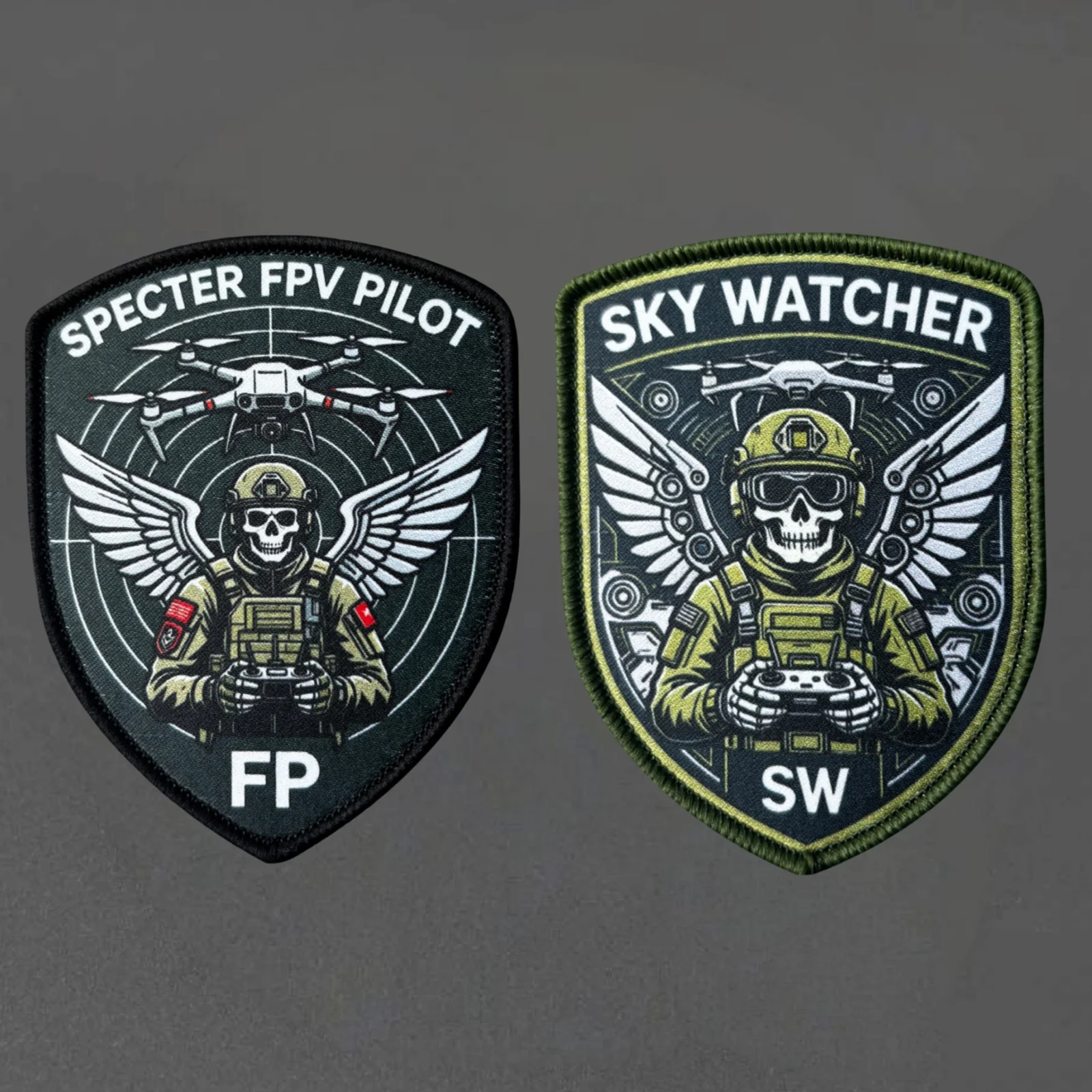 Drone Operator Printing Patch Tactical Skull Vest Hook and Loop Badge Backpack Appliques Stickers Armband Patches for Clothing