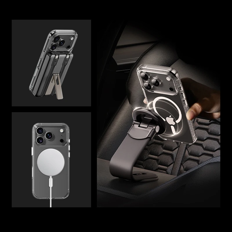 For iPhone 17 Pro Max 17 Pro Case Rock Magnetic Crystal Clear PC+TPU Anti-Scratch Transparent Cover For Magsafe for iPhone17