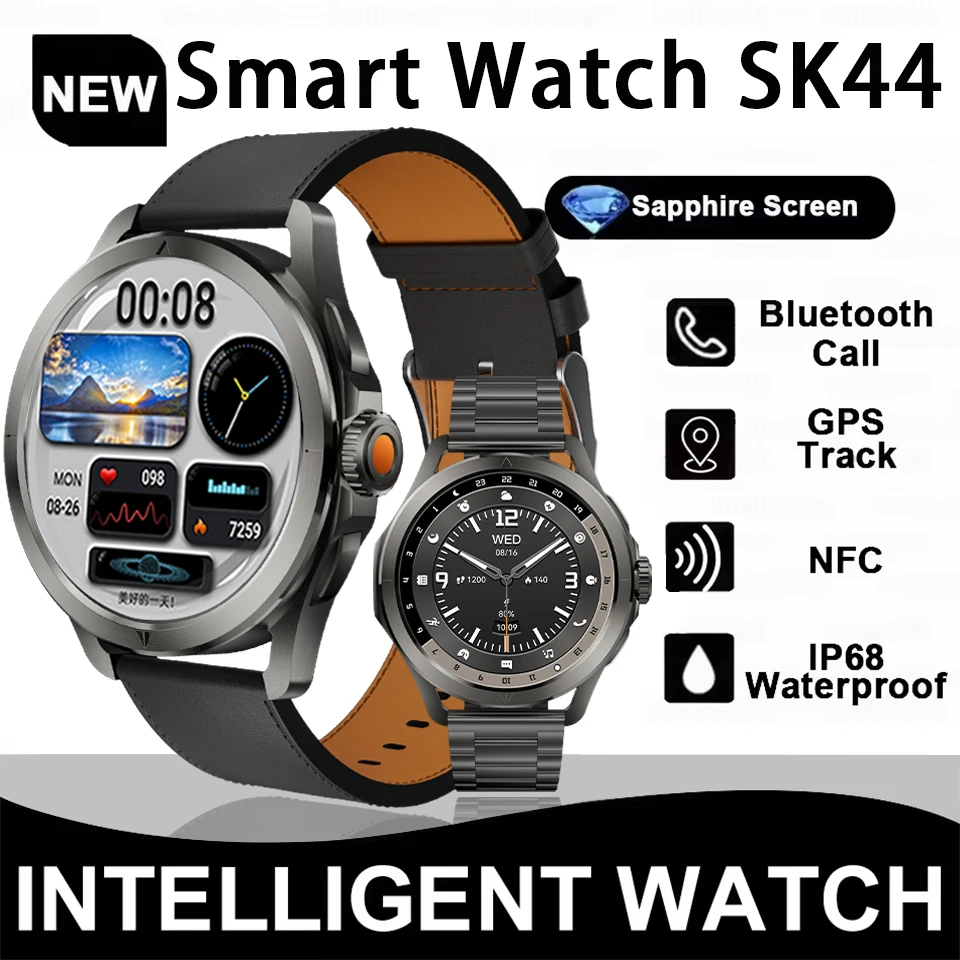 

SK44 Ultra GPS Sport SmartWatch Men Bracelet AMOLED Screen Bluetooth Call NFC Heart Rate 5ATM Waterproof Outdoor Fitness Watches