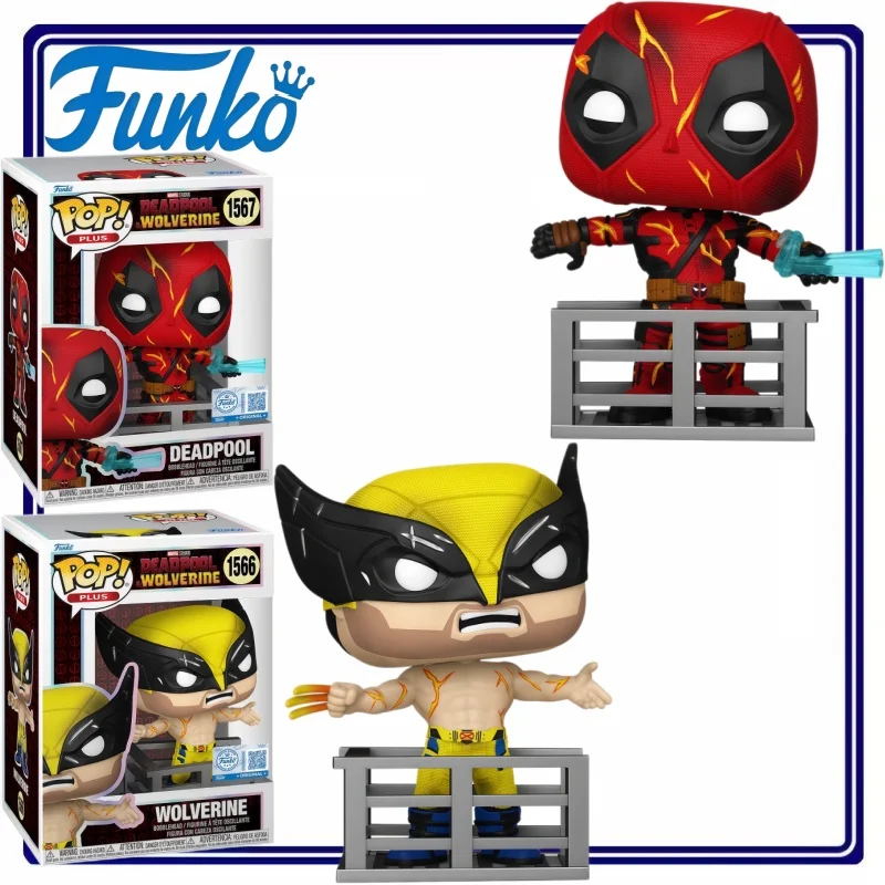 Figura Coleccionable Funko Pop Marvel Deadpool y Wolverine, Figura de Vinilo, Mercancía de Película, Decoración de Escritorio, Regalo para Fanáticos de Superhéroes