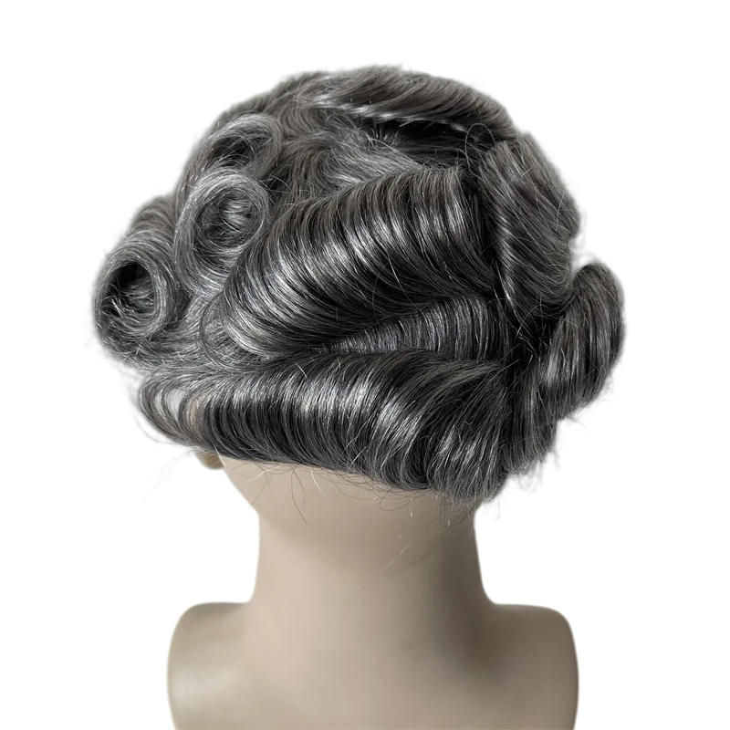 Malezyjskie dziewicze ludzkie włosy # 1b60 Biały Tupecik z Ludzkich Włosów na Podłożu PU 8x10 Węzłów dla Europejskich Mężczyzn