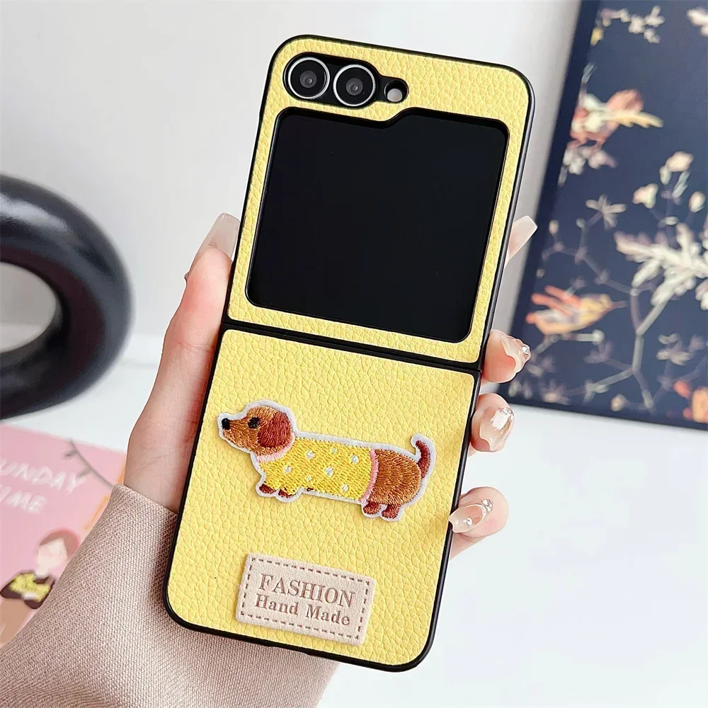 Cartoon stoßfeste Leder-Handyhülle für Samsung für Galaxy Z Flip 7 FE 6 5 4 3 Flip6 Flip5 Flip4 Flip7 5G Schutzhülle