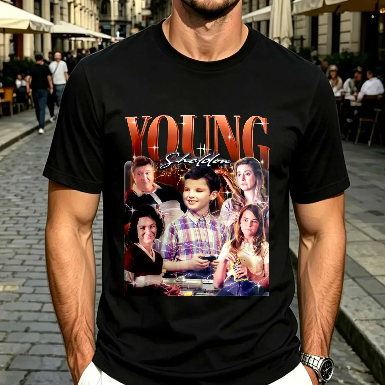 washed T Shirt YOUNG SHELDON Homage Vintage Fan long or short sleeves vintage Washed Versatile fashion graphic homme Soft