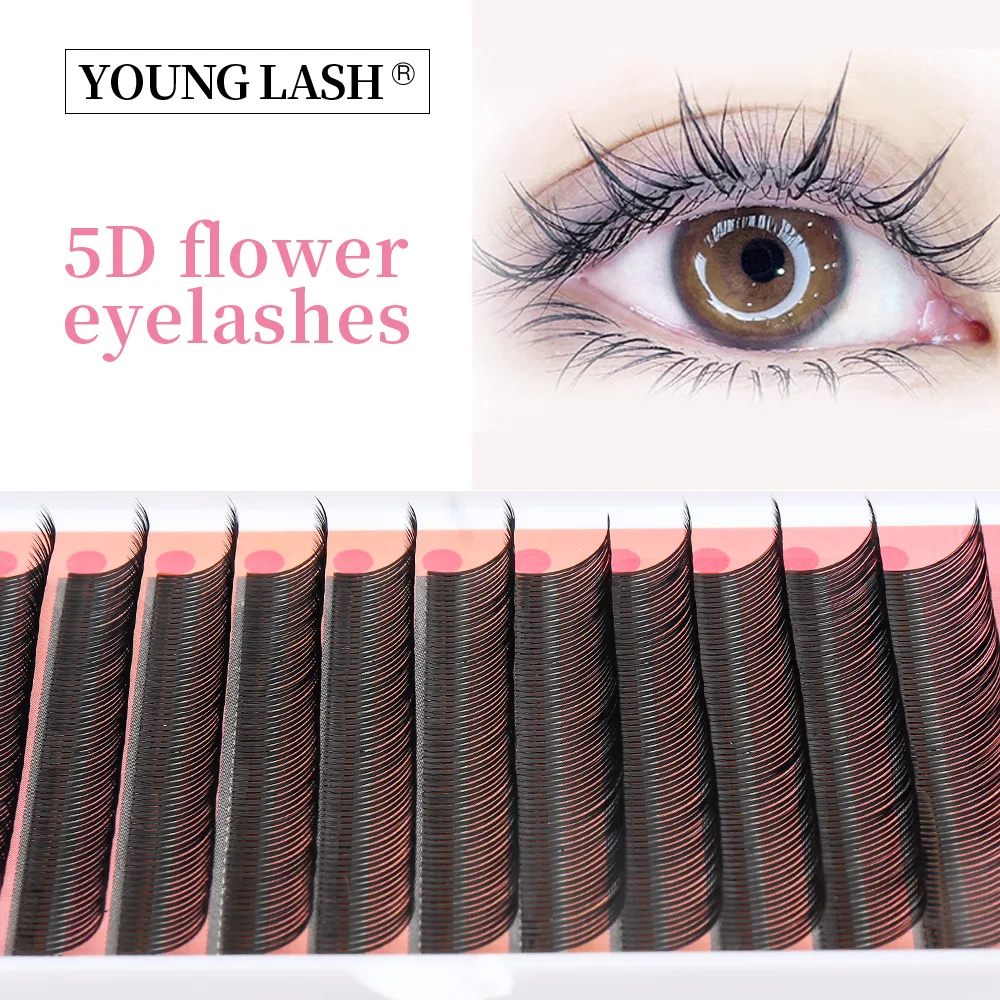 YOUNG LASH 5D Flora extension ciglia all'ingrosso Premade Volume 5D Flower Style Lashes Easy Fan Natural Soft Logo privato