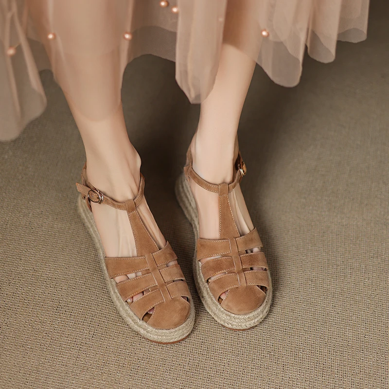 Damskie zamszowe sandały na ko – Espadrille Wedge Shoes recenzja i cena