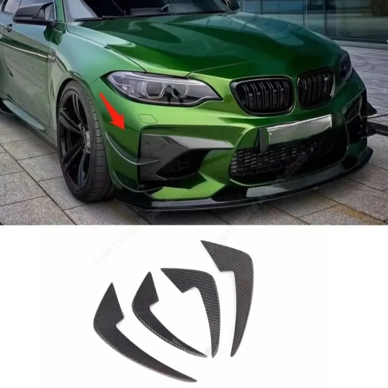 

For BMW F87 M2 M2C 2016-2018 Real Dry Carbon Fiber Splitters Exterior Trims Styling 4pcs AC Style Front Bumper Canards Fins