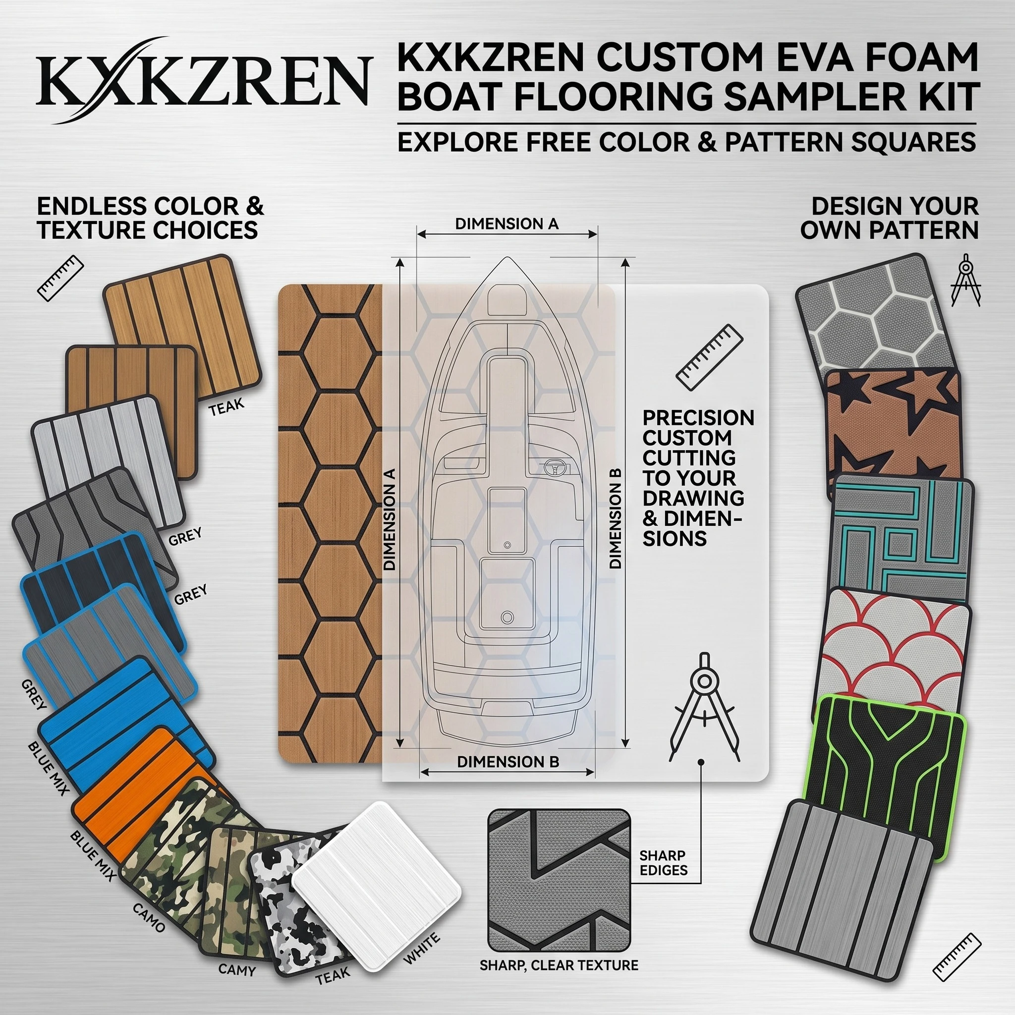 KXKZREN Swim Platform Deck Pad Compatible with 2005-2009 Malibu MSP4 Response LXI EVA Foam Non Slip Flooring Replacement Mat Kit