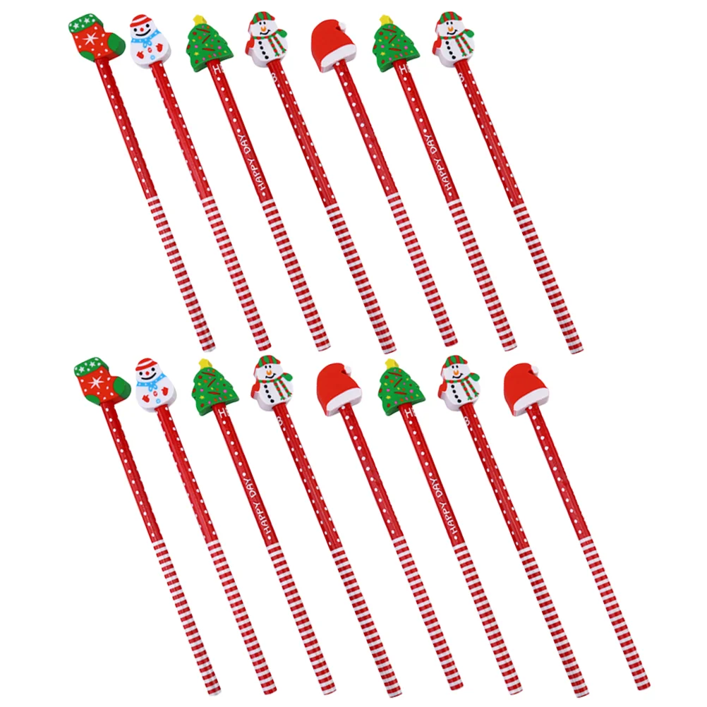 

15 Pcs Christmas Gifts Colorful Kids Pencils Students Stationery Writing Wood Cartoon
