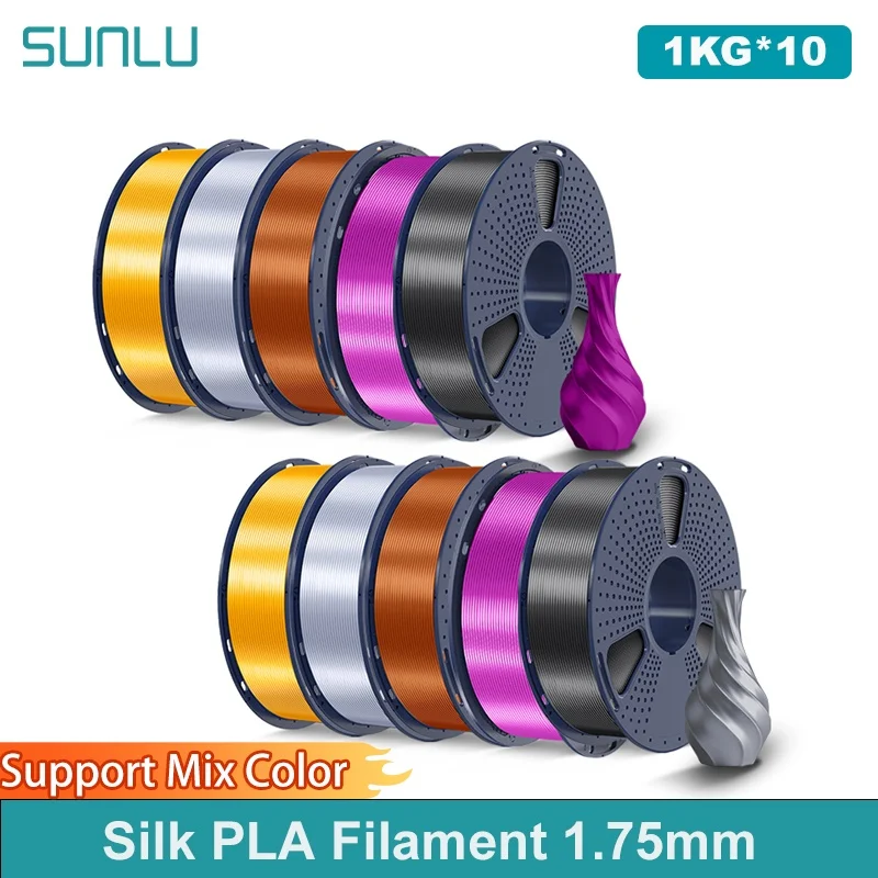 SUNLU 10KG 3D Printer Shiny Silk PLA Filament 1.75mm 1000g Neatly Wound 3D Filament for 3D Printer & 3D Pen