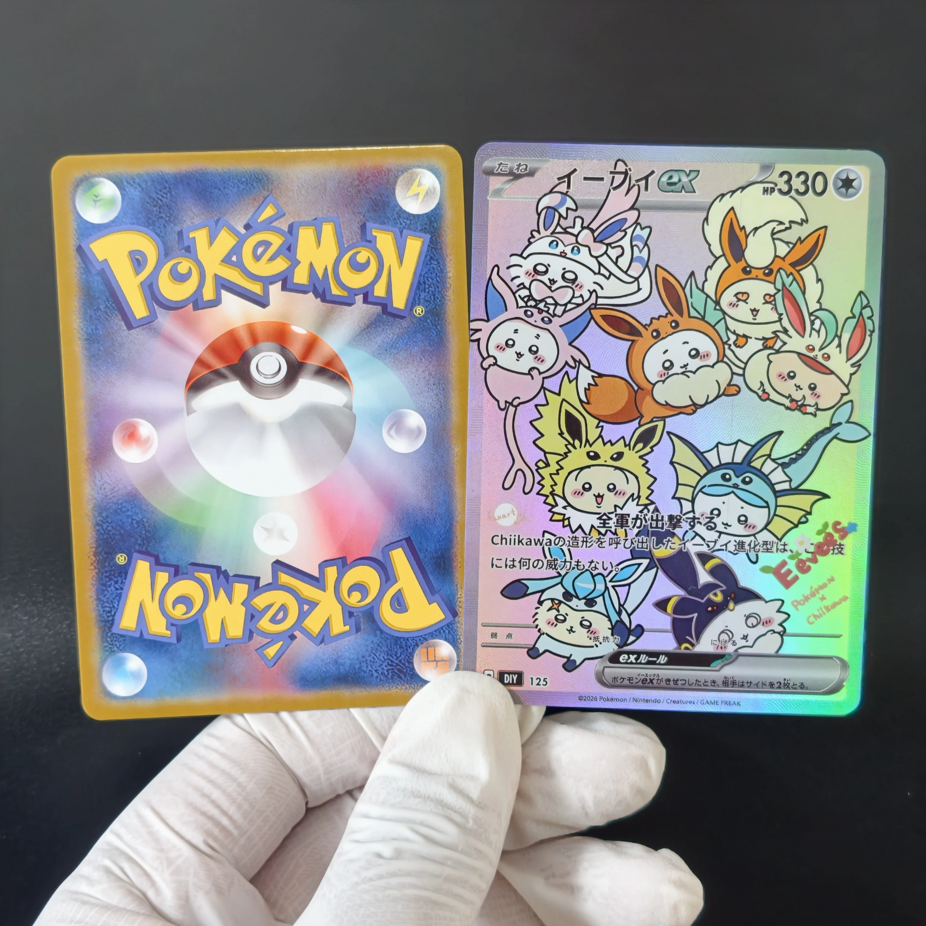 Proxy Japanese PKM TCG Card Chiikawa Eeveelutions Art VSTAR VMAX Flash Cards DIY TCG Collectible Card Anime Gift
