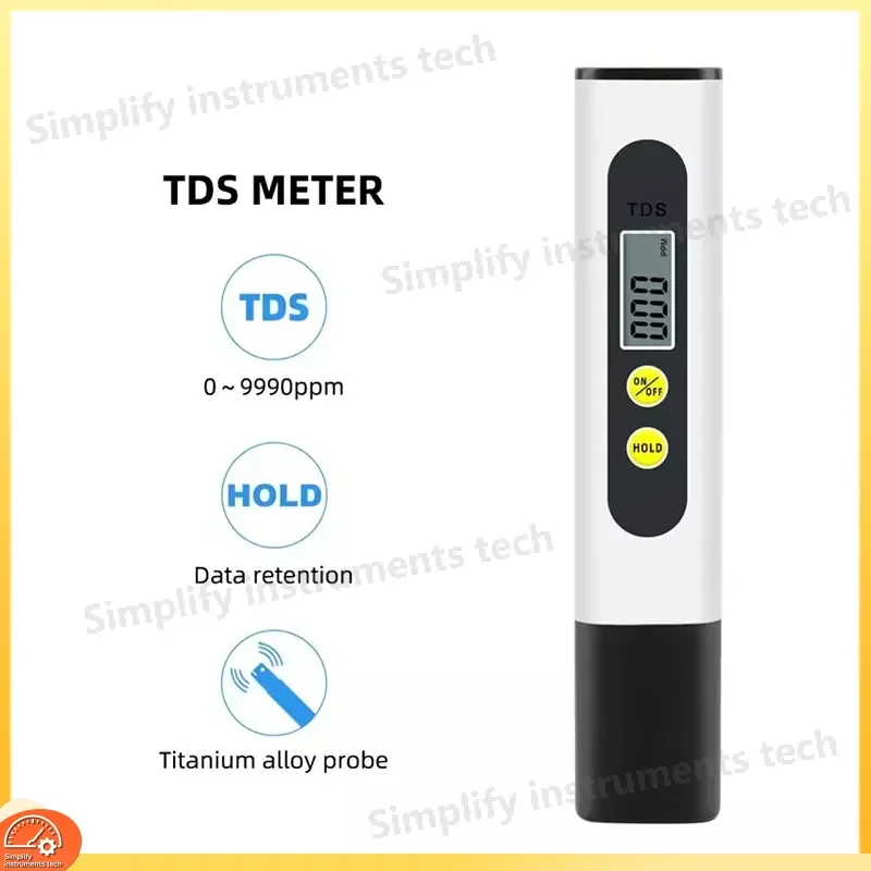 Digital TDS Meter 0-9999 PPM Water Quality Tester LCD Display Temperature Pen for Aquarium Hydroponics Drinking Water Purity